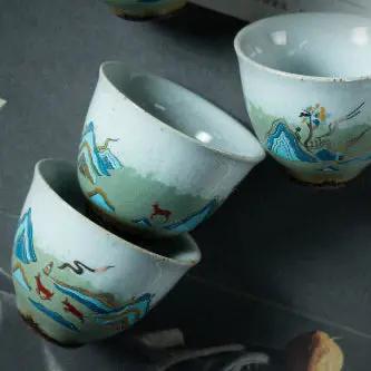 Tasse Thé Japonaise Élégante Céramique Pierre Antique Glaçure Céladon Fu Rushan – Style Chinois 170g Dropshipman