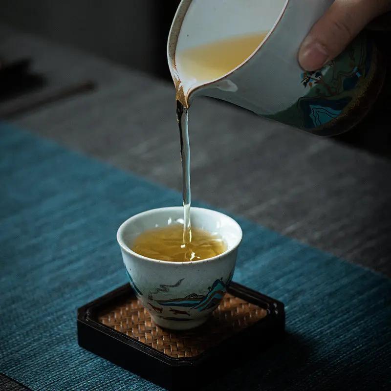 Tasse Thé Japonaise Élégante Céramique Pierre Antique Glaçure Céladon Fu Rushan – Style Chinois 170g Dropshipman