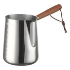 Tasse à café Garland en acier inoxydable avec poignée en bois - Pichet à latte couleur unie 350-1000 ml Dropshipman