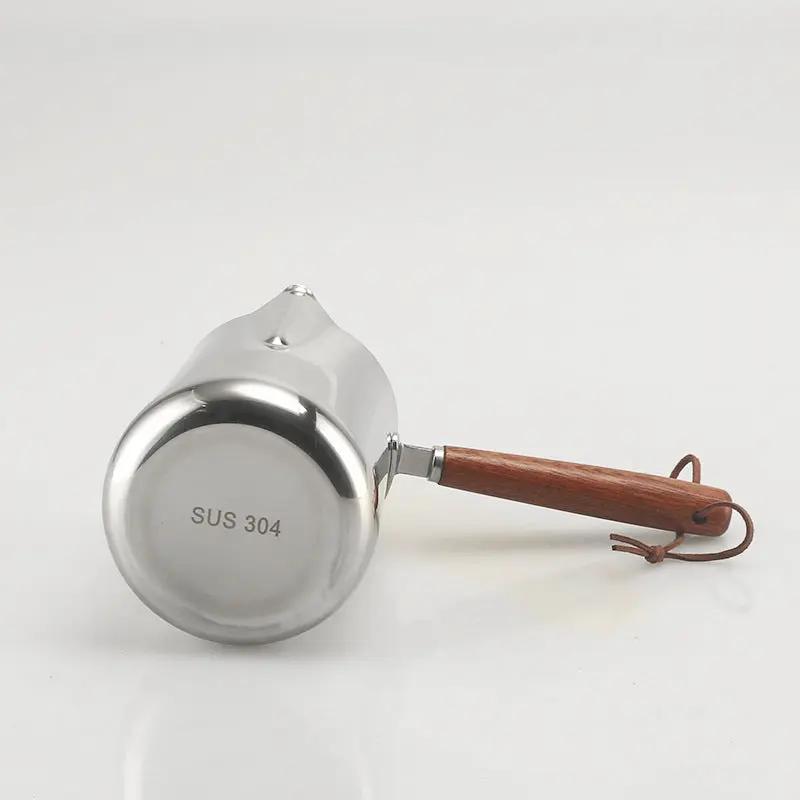 Tasse à café Garland en acier inoxydable avec poignée en bois - Pichet à latte couleur unie 350-1000 ml Dropshipman