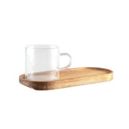 Tasse à café en verre avec plateau en bois 20x8x6.5cm AULICA