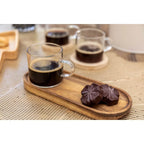 Tasse à café en verre avec plateau en bois 20x8x6.5cm AULICA