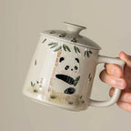 Tasse céramique panda peinte main – Design Kawaii gris bois artisanal mignon Dropshipman