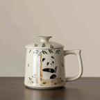 Tasse céramique panda peinte main – Design Kawaii gris bois artisanal mignon Dropshipman