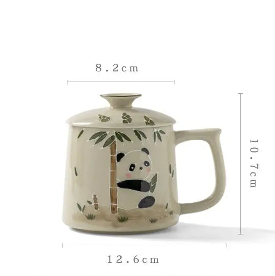 Tasse céramique panda peinte main – Design Kawaii gris bois artisanal mignon Dropshipman