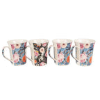 Tasse de 4 300 ml de fleurs en porcelaine rose bleu Clayre & Eef.