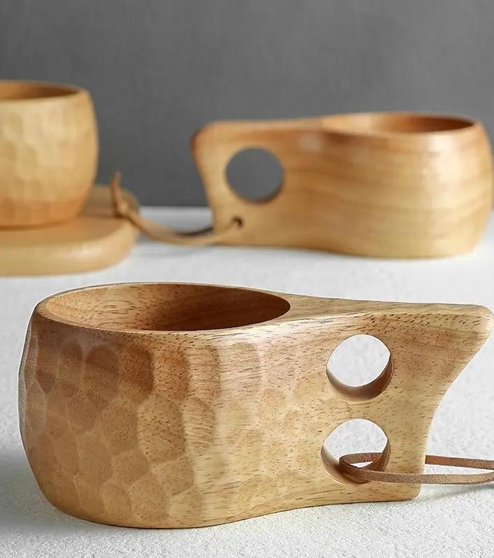 Tasse en bois pour petit-déjeuner, grande capacité, pour le lait et le café-Gobelet en chêne à grain unique, 185 ml Dropshipman