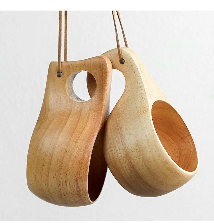 Tasse en bois pour petit-déjeuner, grande capacité, pour le lait et le café-Gobelet en chêne à grain unique, 185 ml Dropshipman