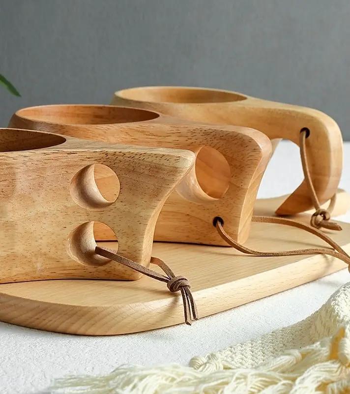 Tasse en bois pour petit-déjeuner, grande capacité, pour le lait et le café-Gobelet en chêne à grain unique, 185 ml Dropshipman