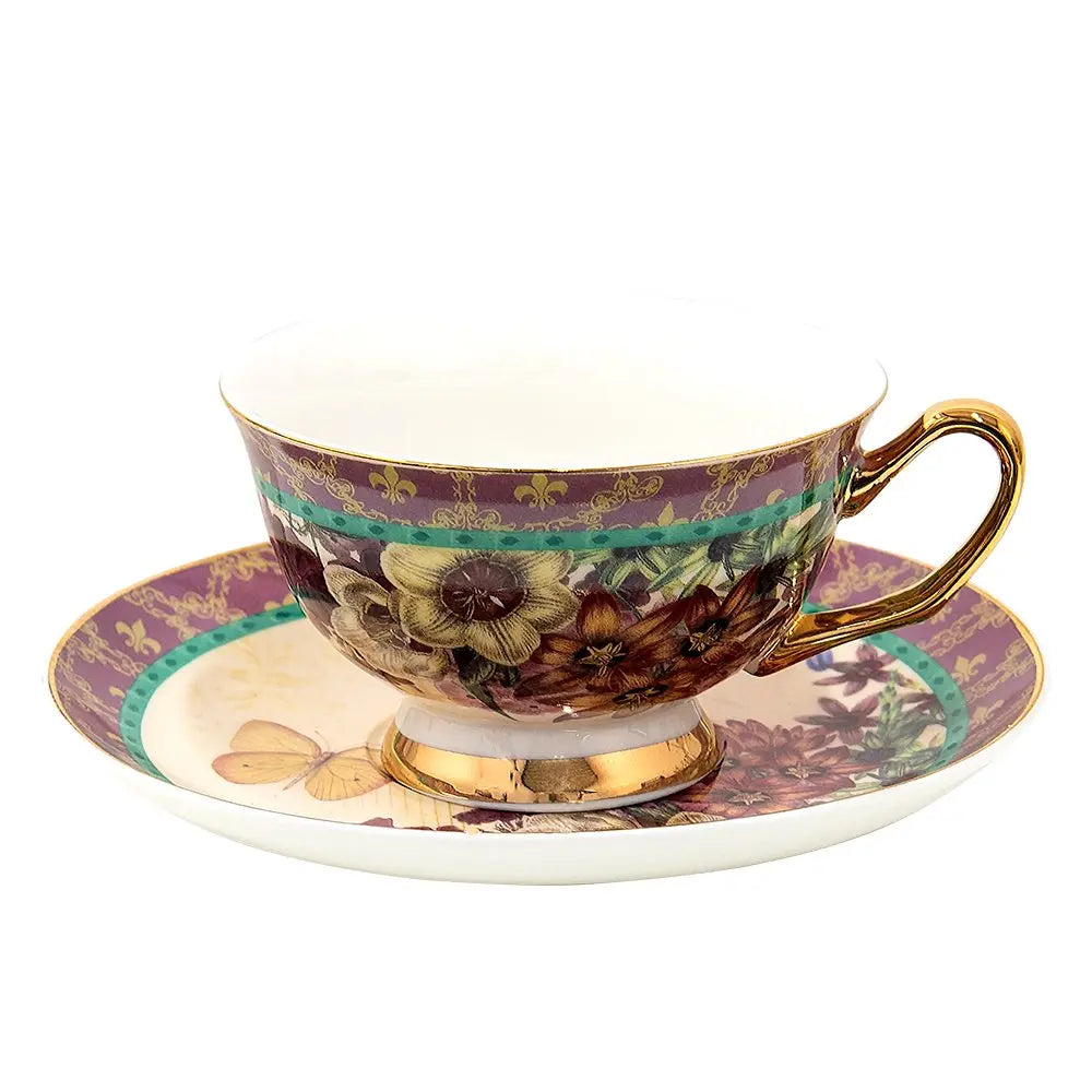 Tasse et soucoupe 12x10x6 cm / Ø 15x2 cm / 200 ml Clayre & Eef.