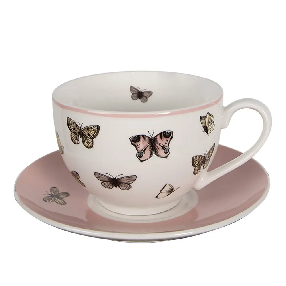Tasse et soucoupe 12x9x6 cm / Ø 14x2 cm / 200 ml Clayre & Eef.