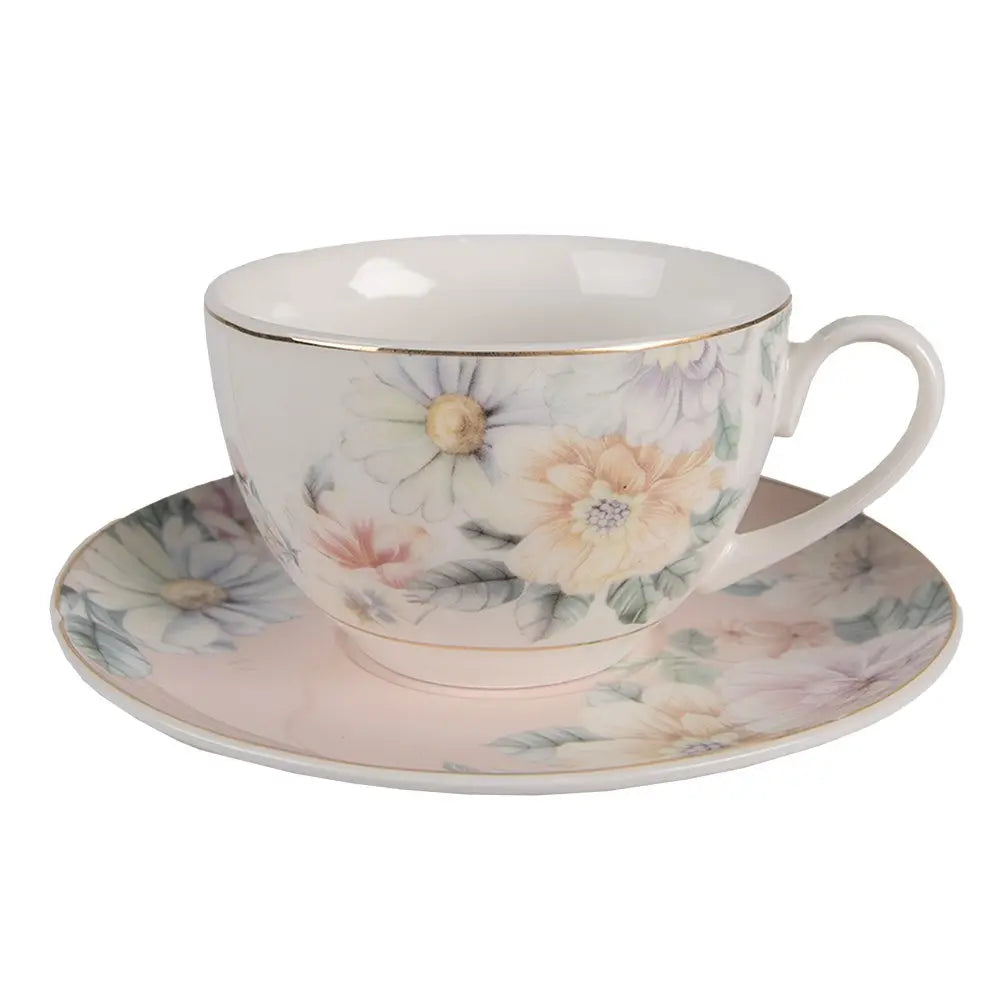 Tasse et soucoupe 12x9x6 cm / Ø 15x2 cm / 250 ml Clayre & Eef.