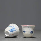 Tasse thé traditionnelle chinoise peinte main bambou Kung Fu – Petite tasse porcelaine style encre art du thé Dropshipman