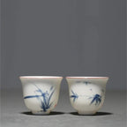 Tasse thé traditionnelle chinoise peinte main bambou Kung Fu – Petite tasse porcelaine style encre art du thé Dropshipman