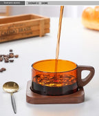 Tasse thé verre borosilicate colorée créative – Mug café latte américain avec soucoupe Dropshipman