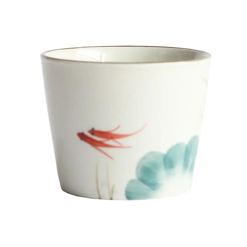 Tasse traditionnelle japonaise céramique droite – Tasse porcelaine renforcée résistante haute température art du thé Dropshipman