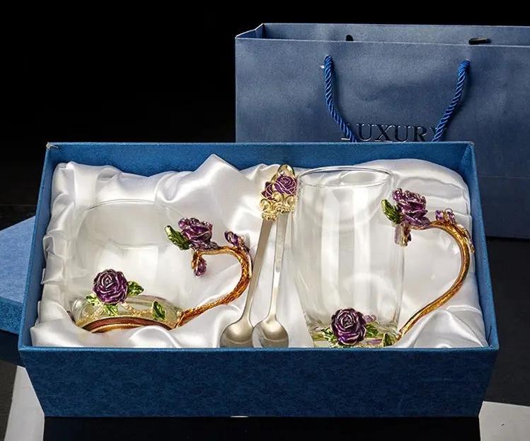 Tasse verre cristal émaillée infusion thé parfumé – Mug artisanal moderne Dropshipman