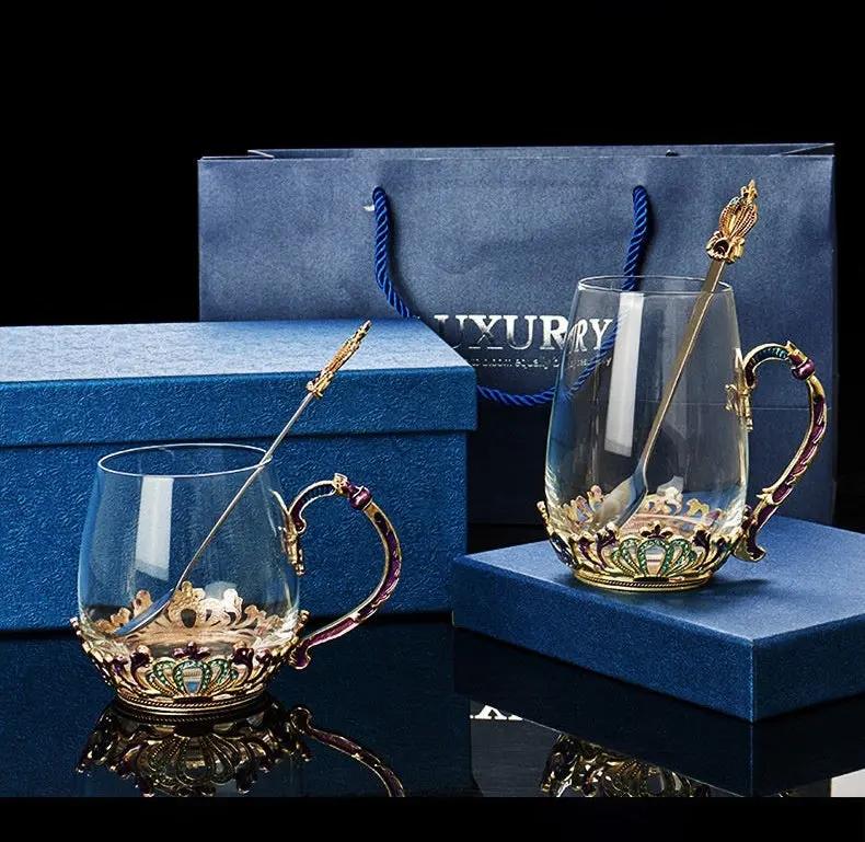 Tasse verre cristal émaillée infusion thé parfumé – Mug artisanal moderne Dropshipman