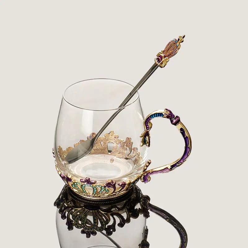 Tasse verre cristal émaillée infusion thé parfumé – Mug artisanal moderne Dropshipman