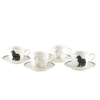 Tasses à café avec soucoupes chat noir et blanc - lot de 4 AULICA
