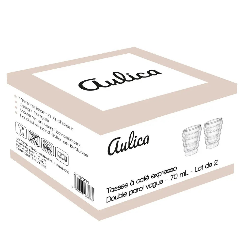 Tasses à café expresso double paroi vague 70ml - lot de 2 AULICA