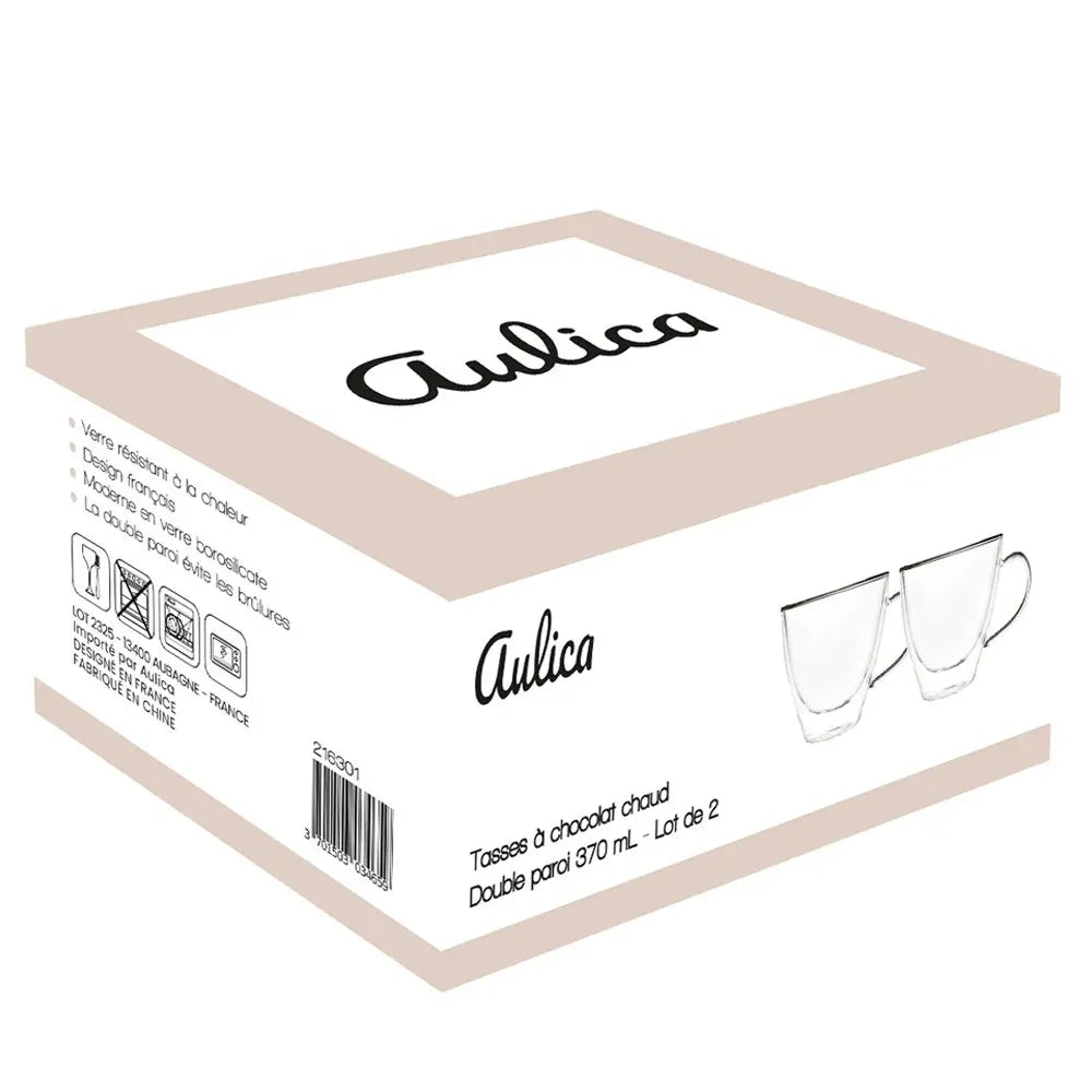 Tasses à chocolat chaud double paroi 370ml - lot de 2 AULICA