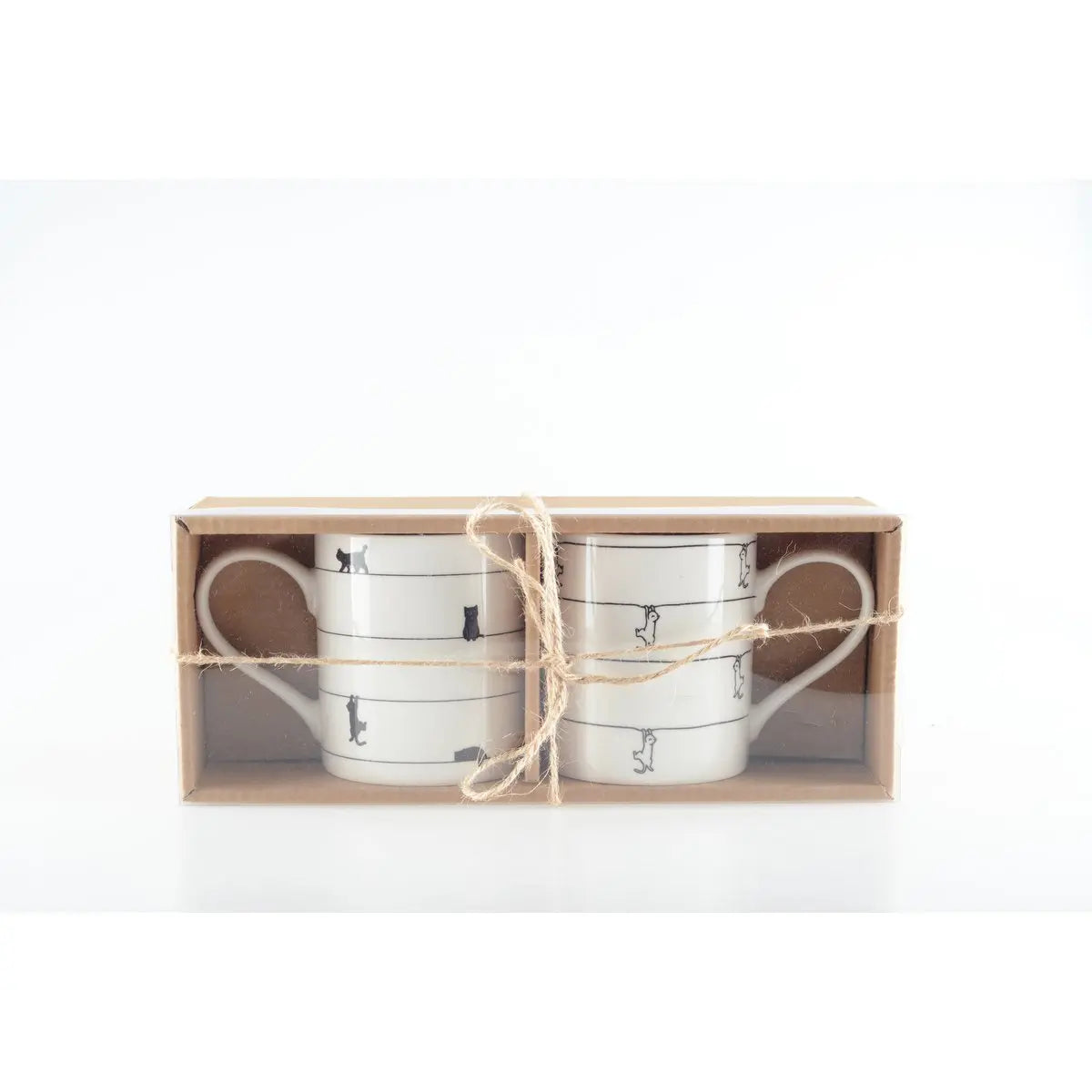 Tasses à thé blanche avec design chat - lot de 2 AULICA