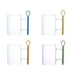 Tasses à thé en verre avec cuillères multicolores - lot de 4 AULICA