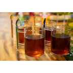 Tasses à thé en verre avec cuillères multicolores - lot de 4 AULICA
