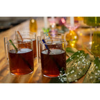 Tasses à thé en verre avec cuillères multicolores - lot de 4 AULICA
