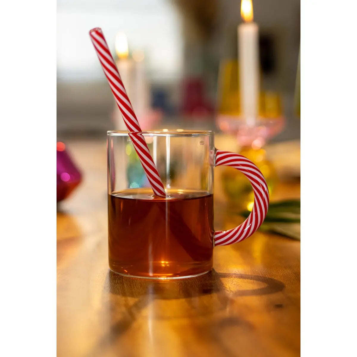 Tasses à thé en verre sucre d'orge vert et rouge - lot de 2 AULICA