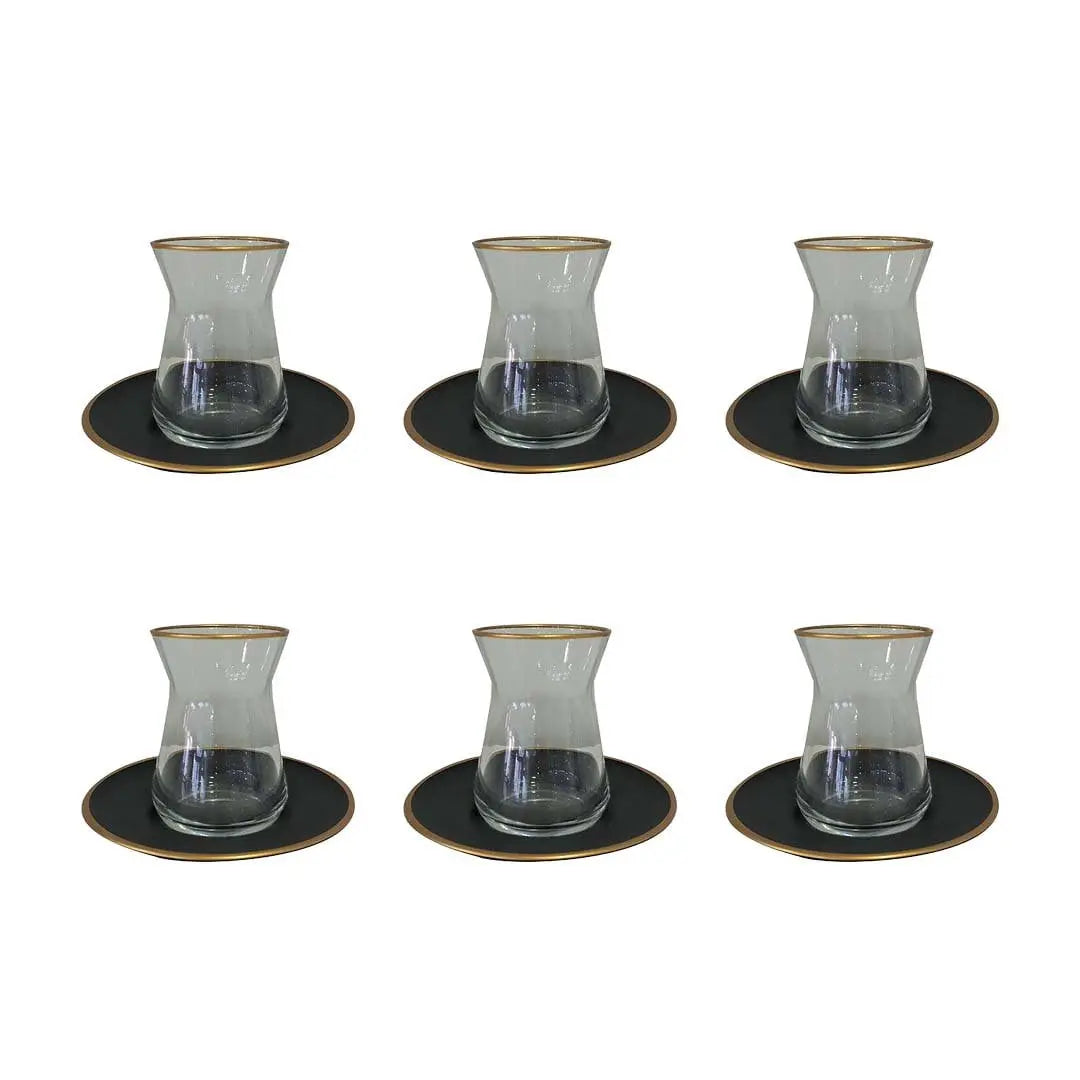 Tasses à thé noir et or - lot de 6 AULICA