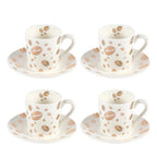 Tasses et sous-tasses grain de café - lot de 4 AULICA