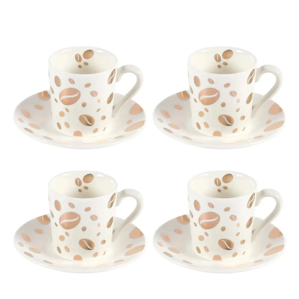 Tasses et sous-tasses grain de café - lot de 4 AULICA