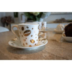 Tasses et sous-tasses grain de café - lot de 4 AULICA