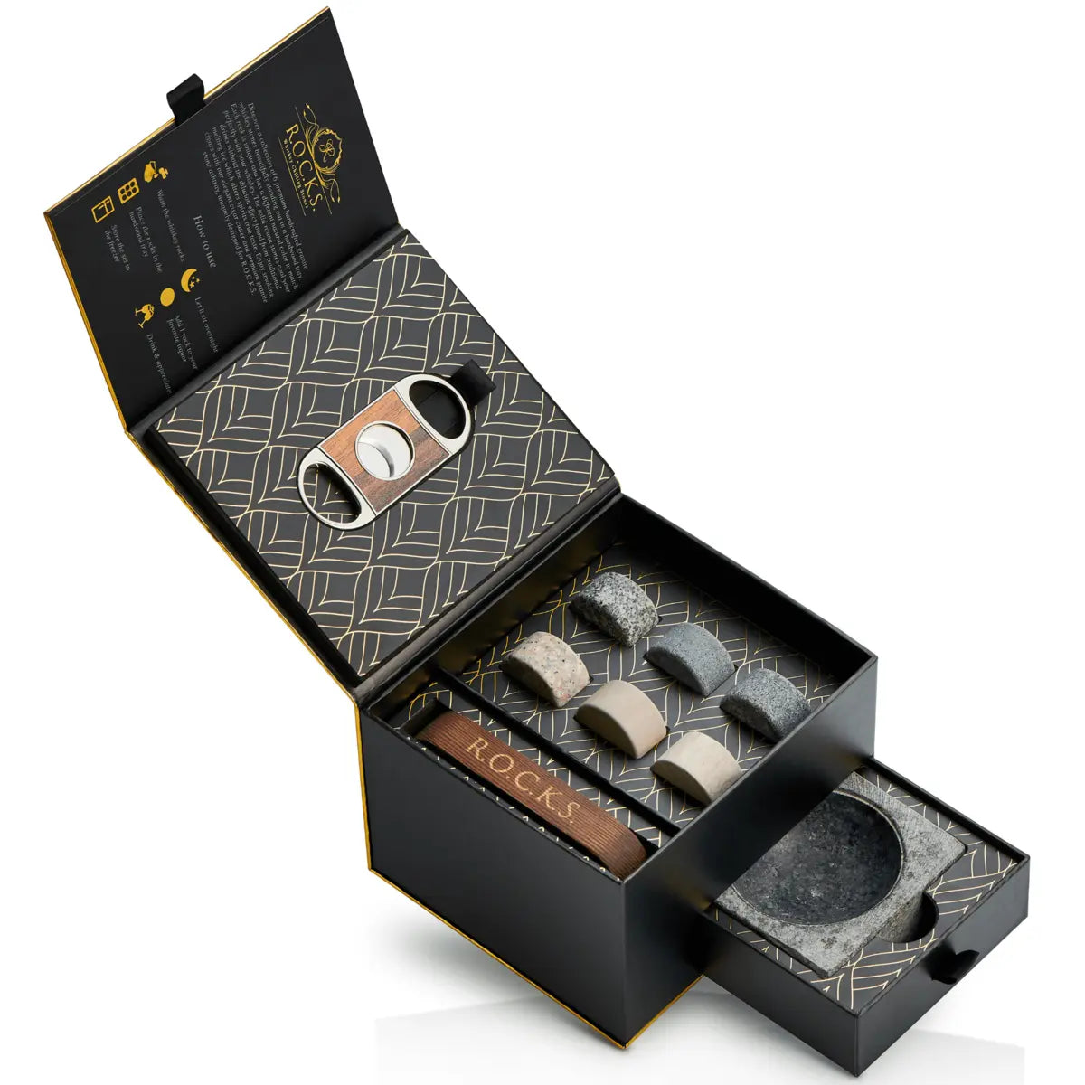 The Gentleman's Set - Cigar Aficionado ROCKS Whiskey Chilling Stones