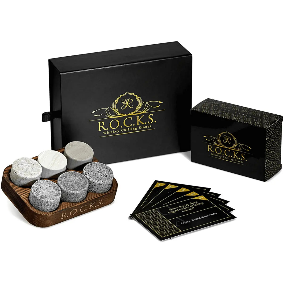 The Rocks x Whiskey Trivia Quiz Gift Set ROCKS Whiskey Chilling Stones