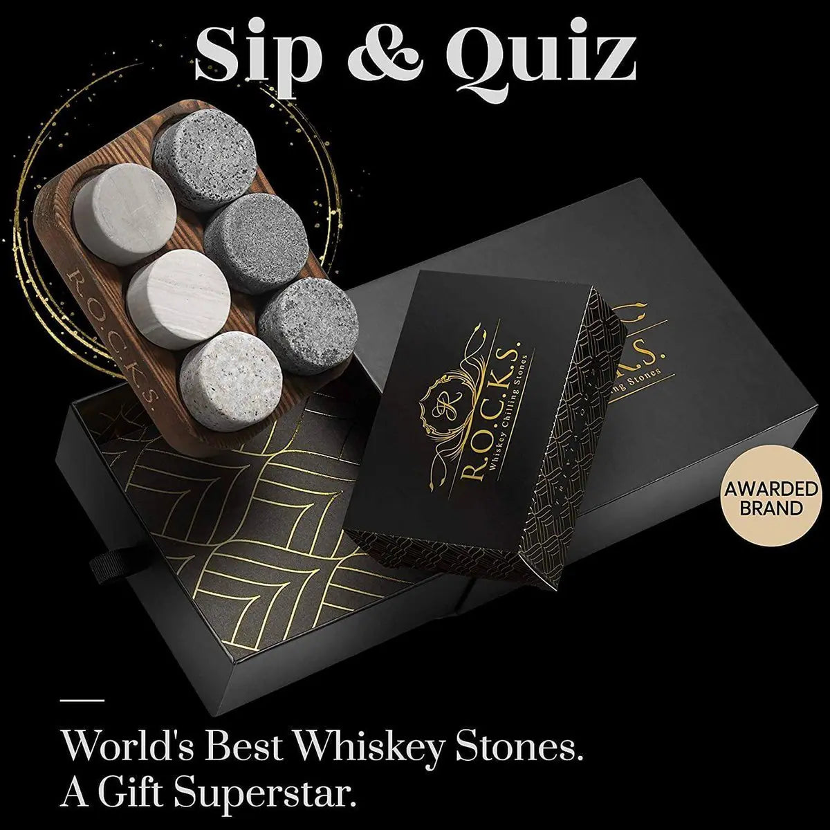 The Rocks x Whiskey Trivia Quiz Gift Set ROCKS Whiskey Chilling Stones