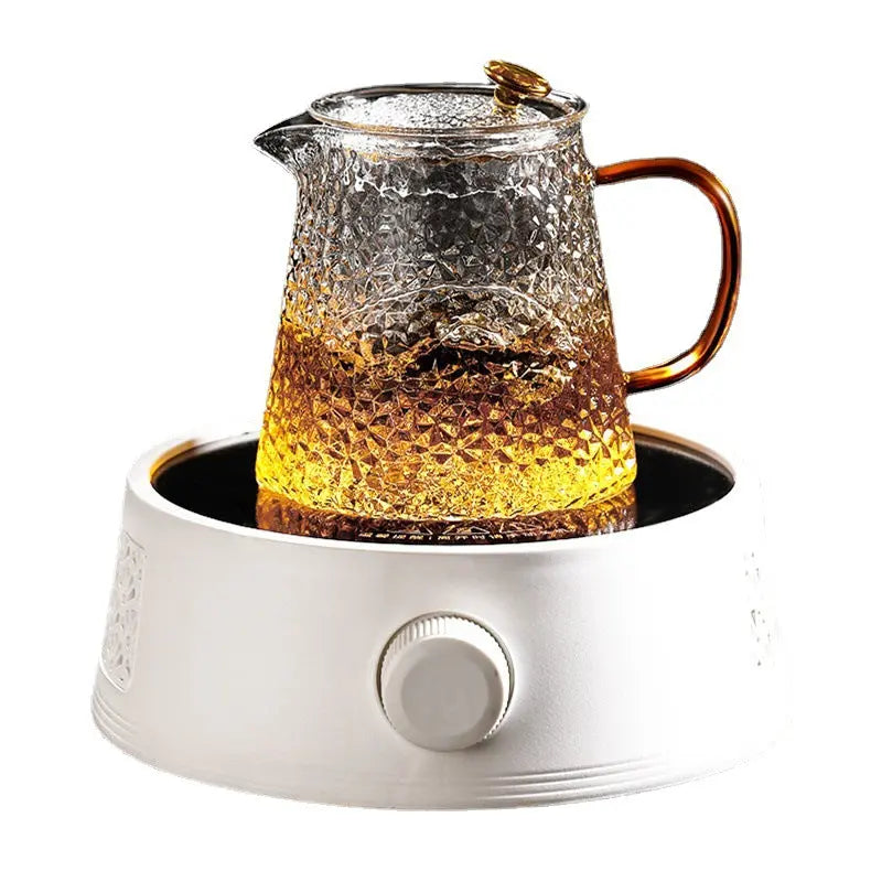 Théière Électrique Motif Martelé – Pot Infusion Thé Filtre Réchaud Céramique Dropshipman