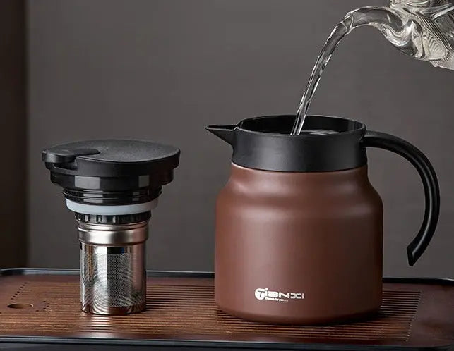 Théière artisanale traditionnelle élégante grande capacité séparation thé-eau – Théière céramique braisée 800ml art du thé Dropshipman