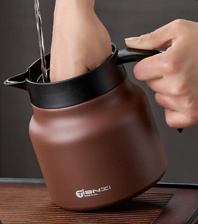 Théière artisanale traditionnelle élégante grande capacité séparation thé-eau – Théière céramique braisée 800ml art du thé Dropshipman