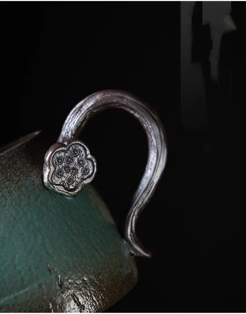 Théière en grès fait main trompette japonaise – Service thé céramique glaçure colorée lotus Dropshipman