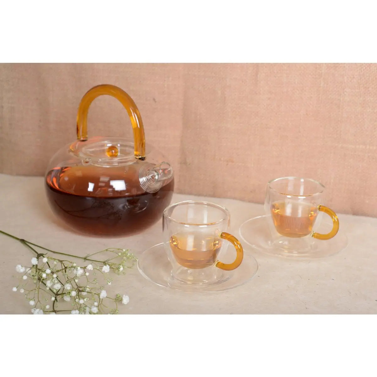 Théière en verre avec anse jaune 800ml AULICA