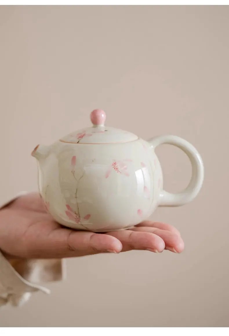 Théière traditionnelle chinoise Xishi Kung Fu filtre – Théière céramique Dehua peinte Phalaenopsis art du thé Dropshipman