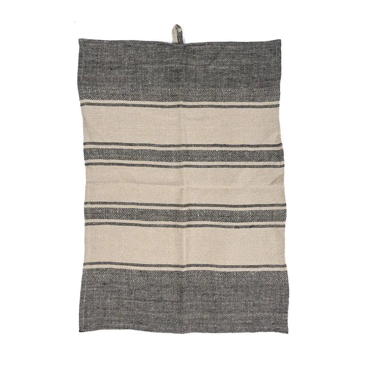 Torchon de Cuisine The Linen Smudge - Noir Naturel - 50x70 Bazar Bizar Living