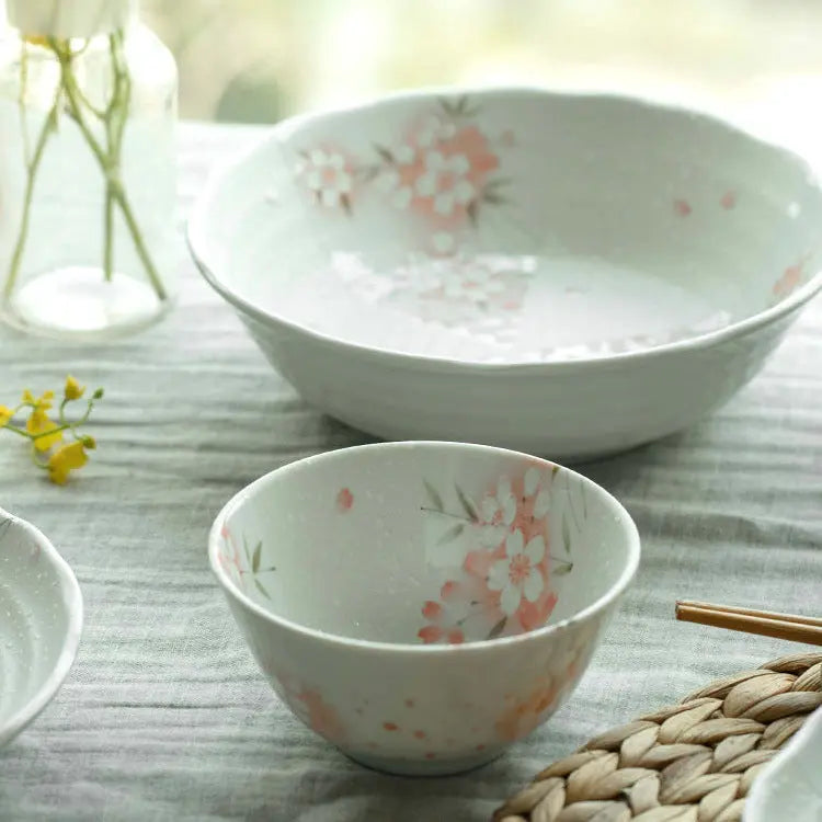Vaisselle céramique Mino-yaki fleurs cerisier – Bols assiettes japonais Dropshipman