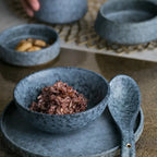 Vaisselle céramique européenne ensemble 1 personne – Service petit et grande assiettes, bol, cuillère  porcelaine glaçure colorée Dropshipman