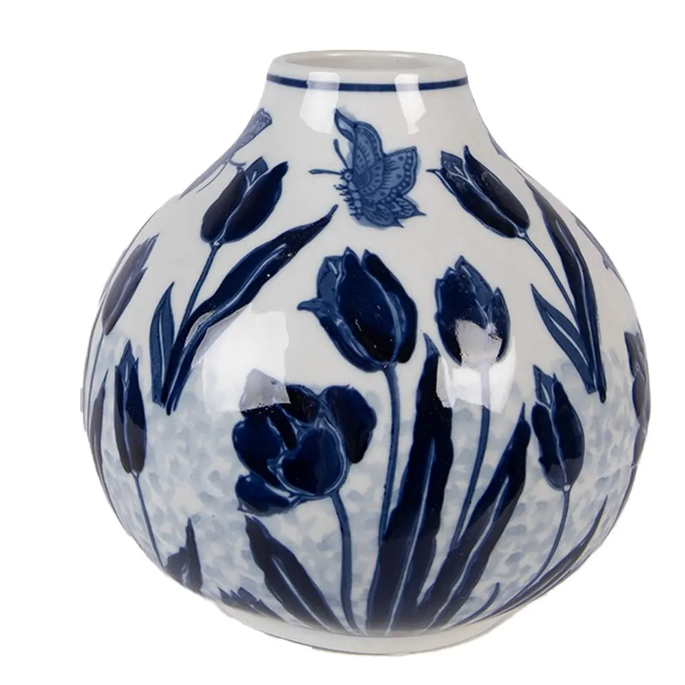 Vase Ø 16x16 cm Céramique Bleu Blanc Clayre & Eef.