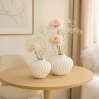 Vase blanc rond chantilly en polyrésine 30x30x22cm AULICA