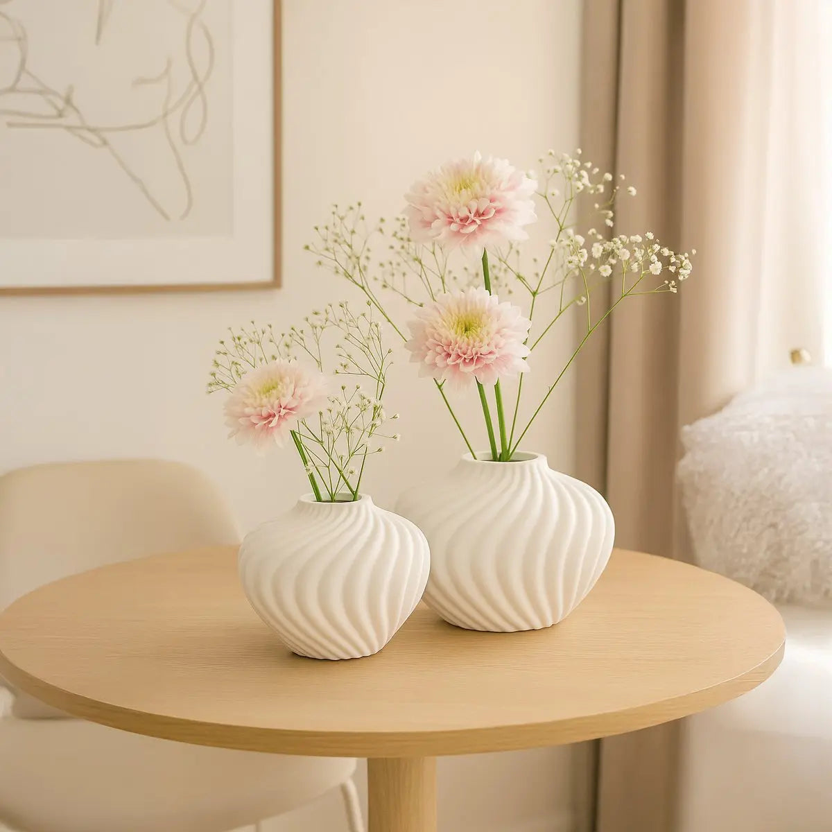 Vase blanc rond chantilly en polyrésine 30x30x22cm AULICA